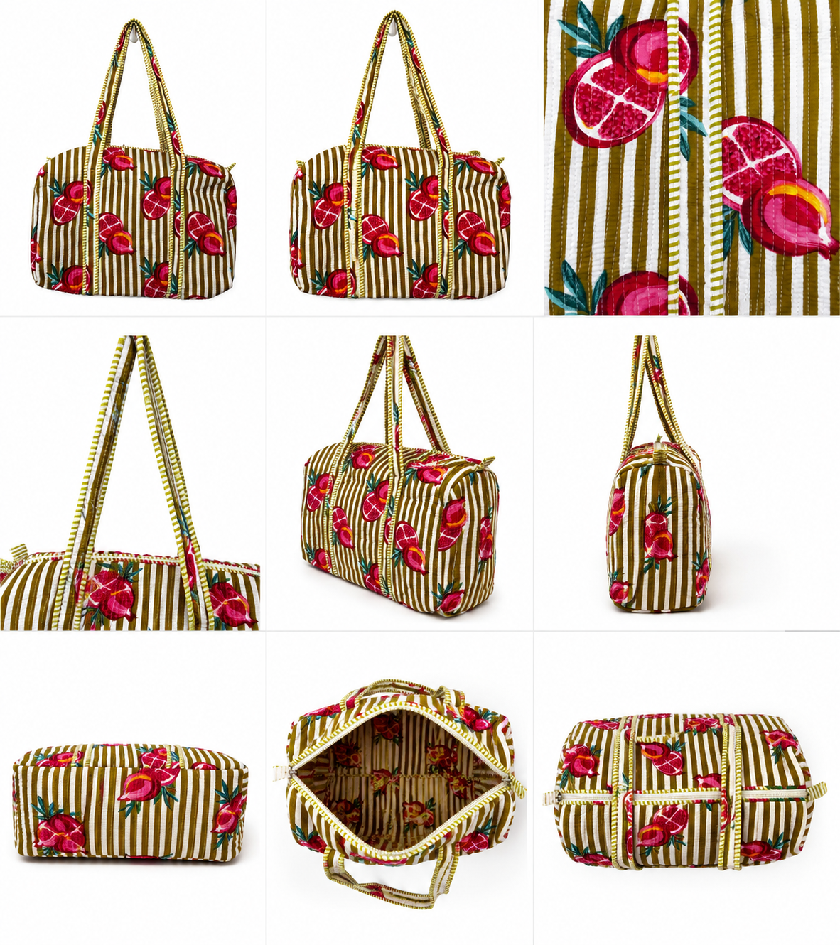 Quilted Pomegranate Print Travel Duffel Bag