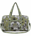 Quilted Cotton Safari Jungle Print Weekender Duffel Bag – Green Travel Holdall for Women