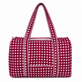 Quilted Travel Duffle Bag – Red Check Print Handmade Cotton Weekender Bag