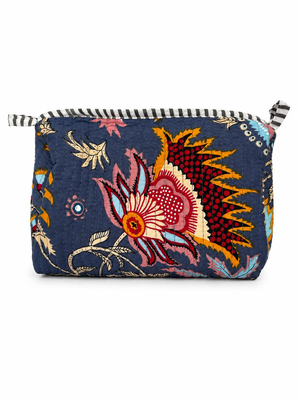 3-Piece Quilted Cotton Makeup Bag Set for Women | Floral Cosmetic Bags | Travel Toiletry Organiser | Large Medium Small Zipper Pouches | Makeup Storage Case | Toiletry Wash Bag | Skincare Organiser | Gift for Her | Lightweight & Reusable