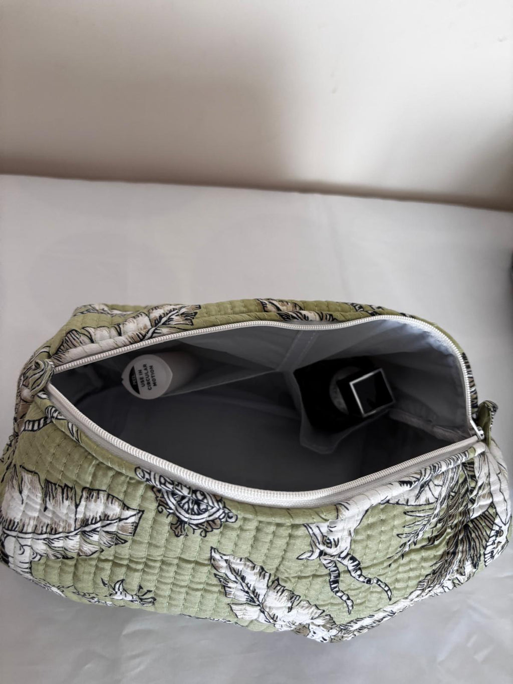 Quilted Cotton Toiletry Bag Set of 3 – Safari Jungle Print Makeup & Travel Cosmetic