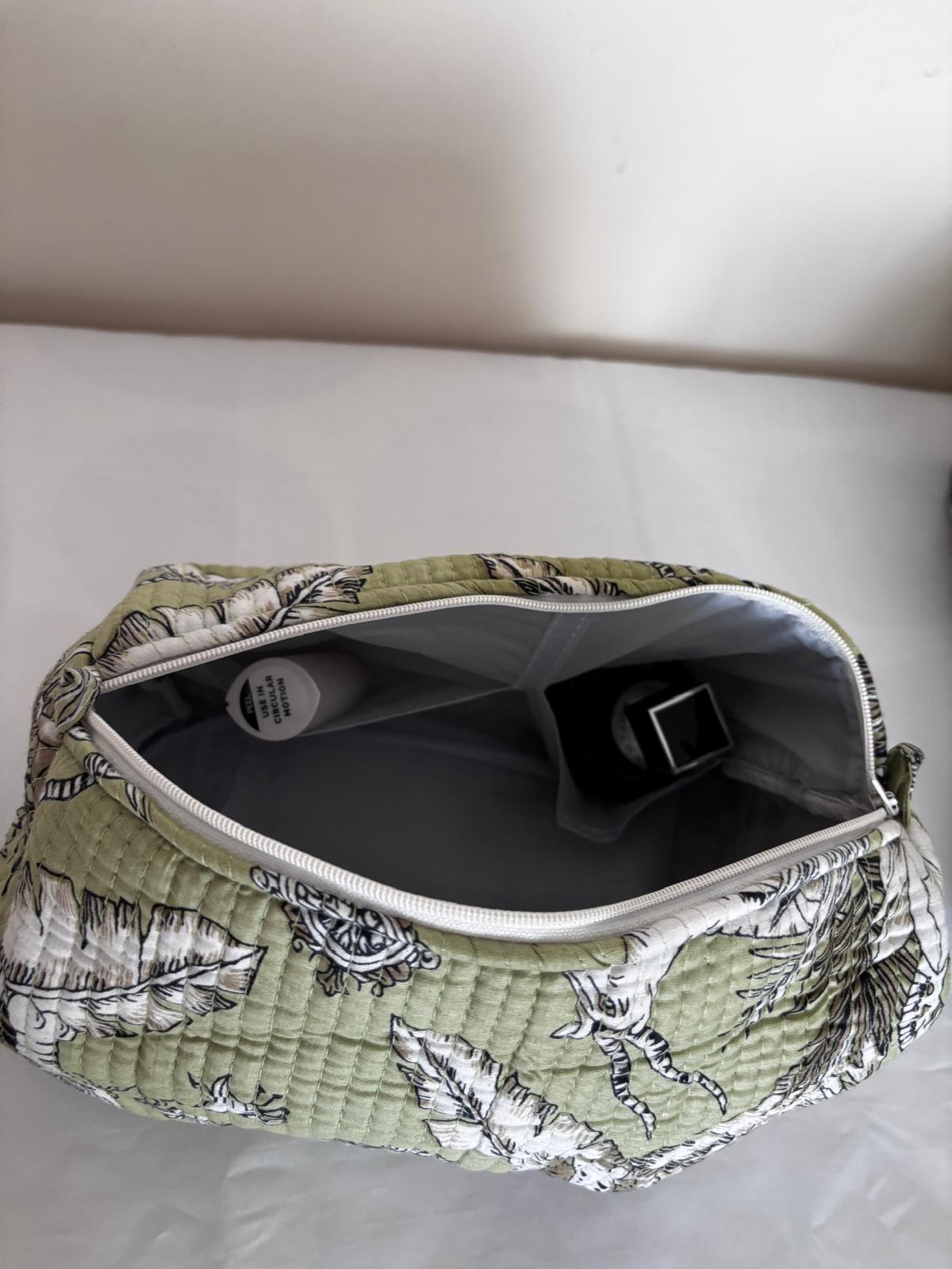 Quilted Cotton Toiletry Bag Set of 3 – Safari Jungle Print Makeup & Travel Cosmetic