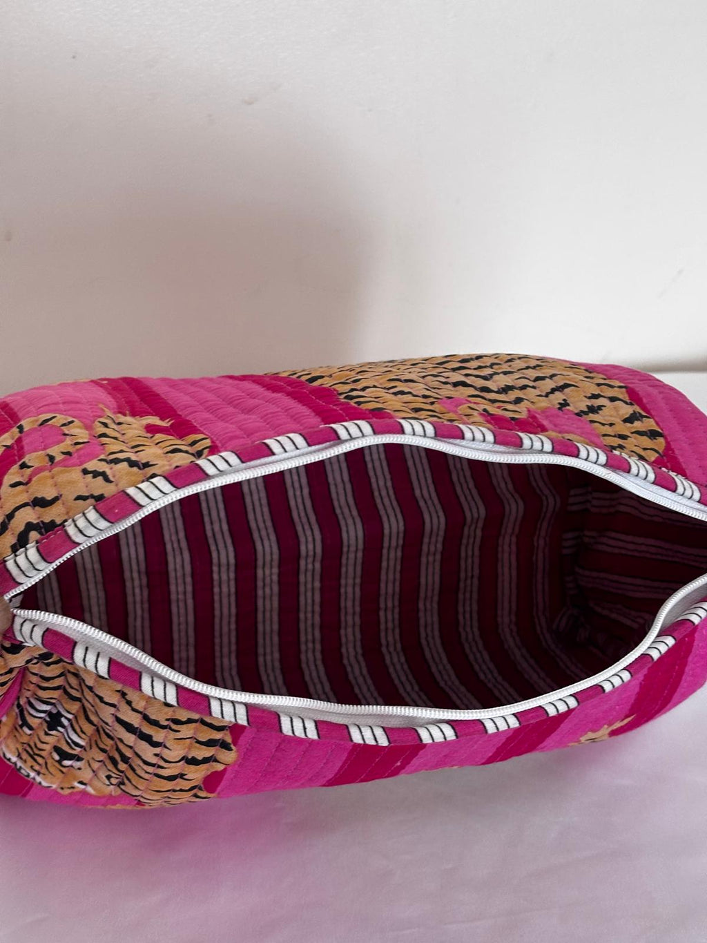 Tiger Print Quilted Cotton Makeup Bag Set of 3 | Handmade Cotton Cosmetic Bags | Travel Toiletry Pouch | Makeup Organiser | Gift for Women