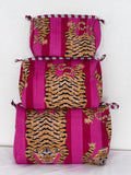 Tiger Print Quilted Cotton Makeup Bag Set of 3 | Handmade Cotton Cosmetic Bags | Travel Toiletry Pouch | Makeup Organiser | Gift for Women