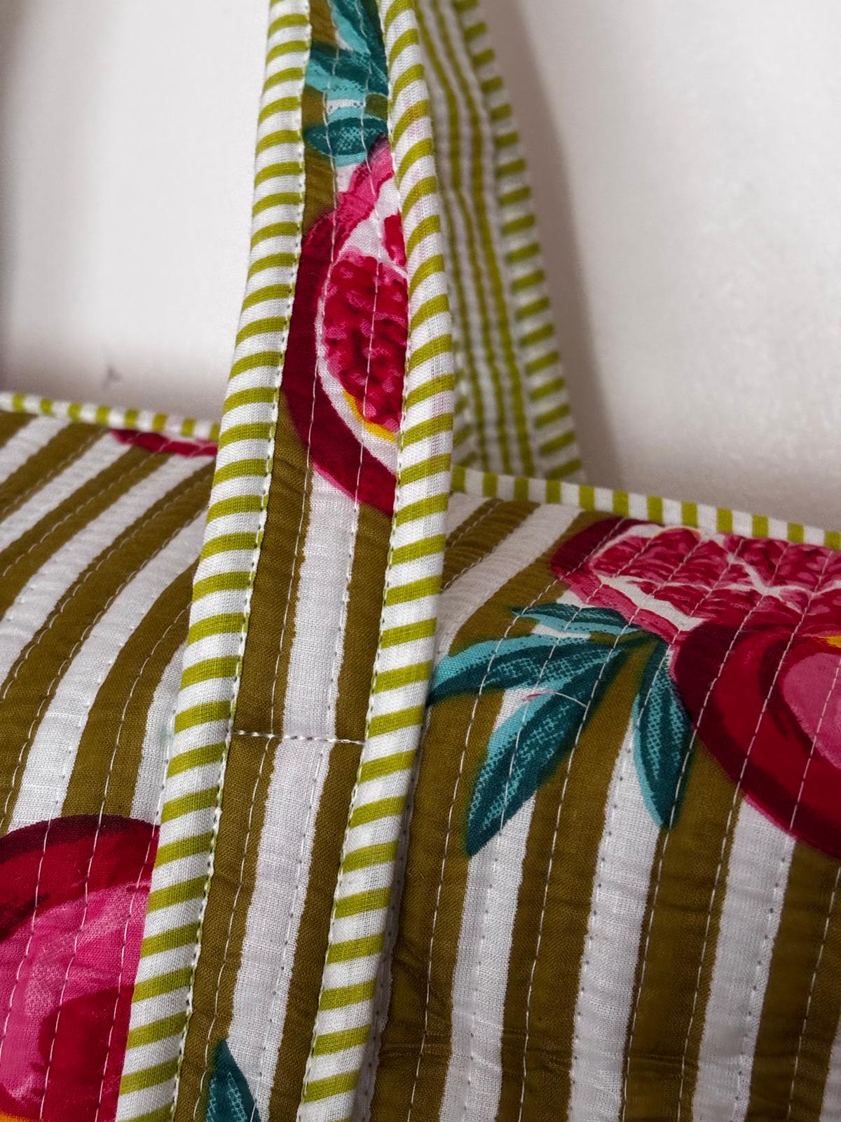 Quilted Pomegranate Print Travel Duffel Bag