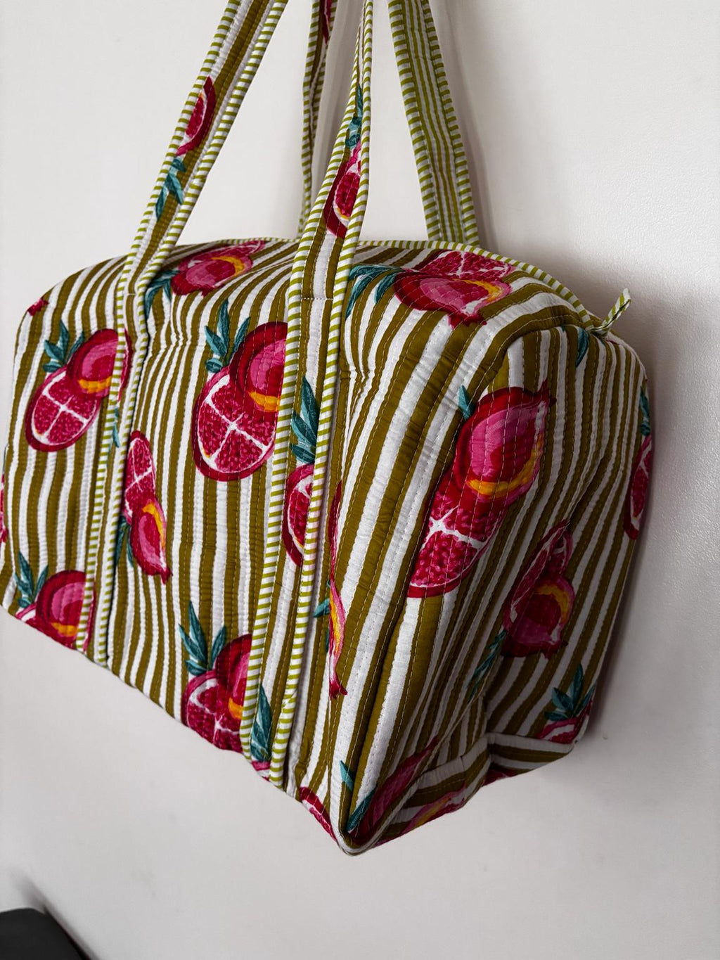 Quilted Pomegranate Print Travel Duffel Bag